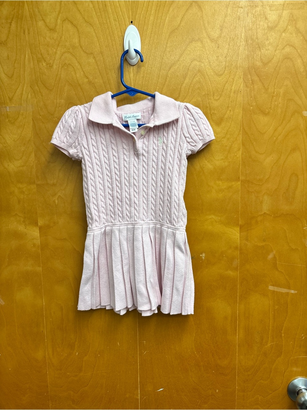 Ralph Lauren Pale Pink Cable-Knit Polo Sweater